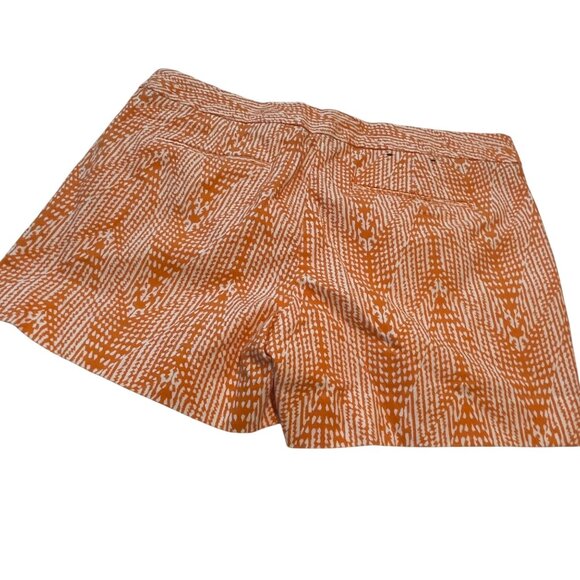 J. Crew Orange & White Patterned Womens Shorts Size 6 Cotton Blend Mid-Rise - Picture 2 of 8